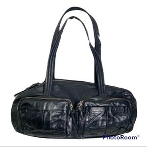 Miu Miu Vintage Black Leather Dual Top Handle Sholder bag / Satchel Purse / Bag